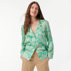 J.Crew Collection Ratti Paisley Print Top: M Green Summer Boho PJ Chic